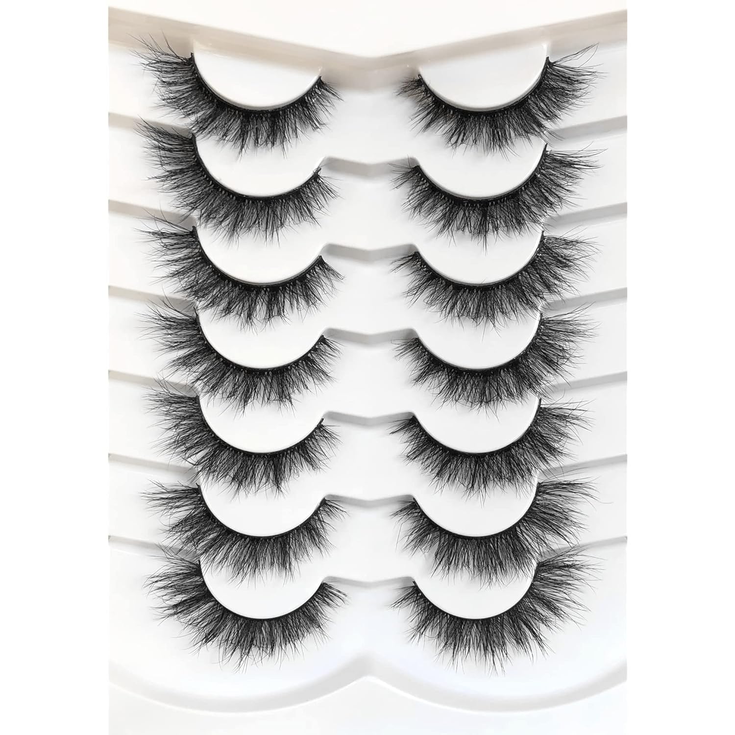 Pooplunch False Eyelashes Cat Eye Look Natural Short Lashes Wispy Clear Band Extension Volume Fake Eyelashes Faux Mink Strip Lashes 7 Pairs Pack