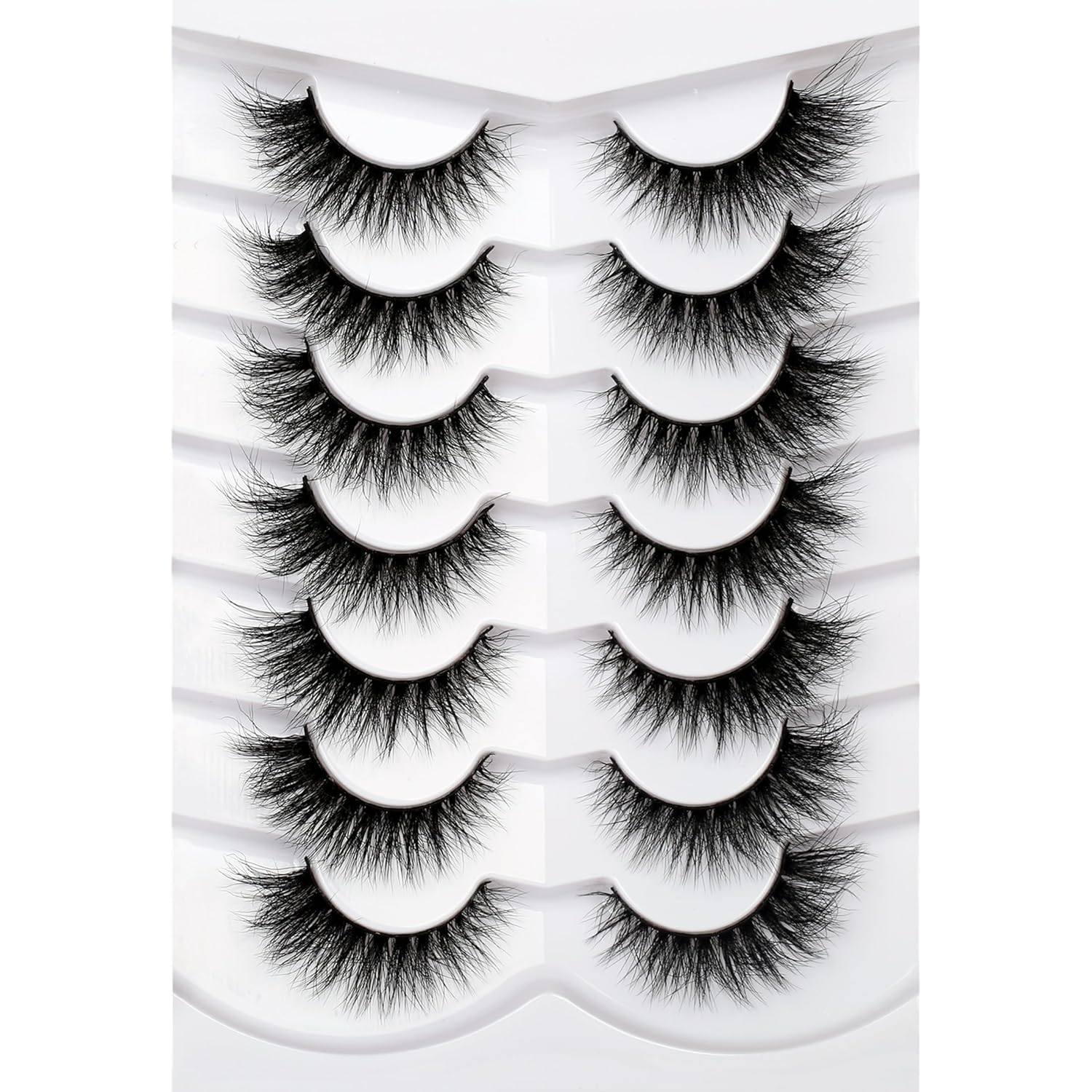 Pooplunch False Eyelashes Cat Eye Look Natural Short Lashes Wispy Clear Band Extension Volume Fake Eyelashes Faux Mink Strip Lashes 7 Pairs Pack