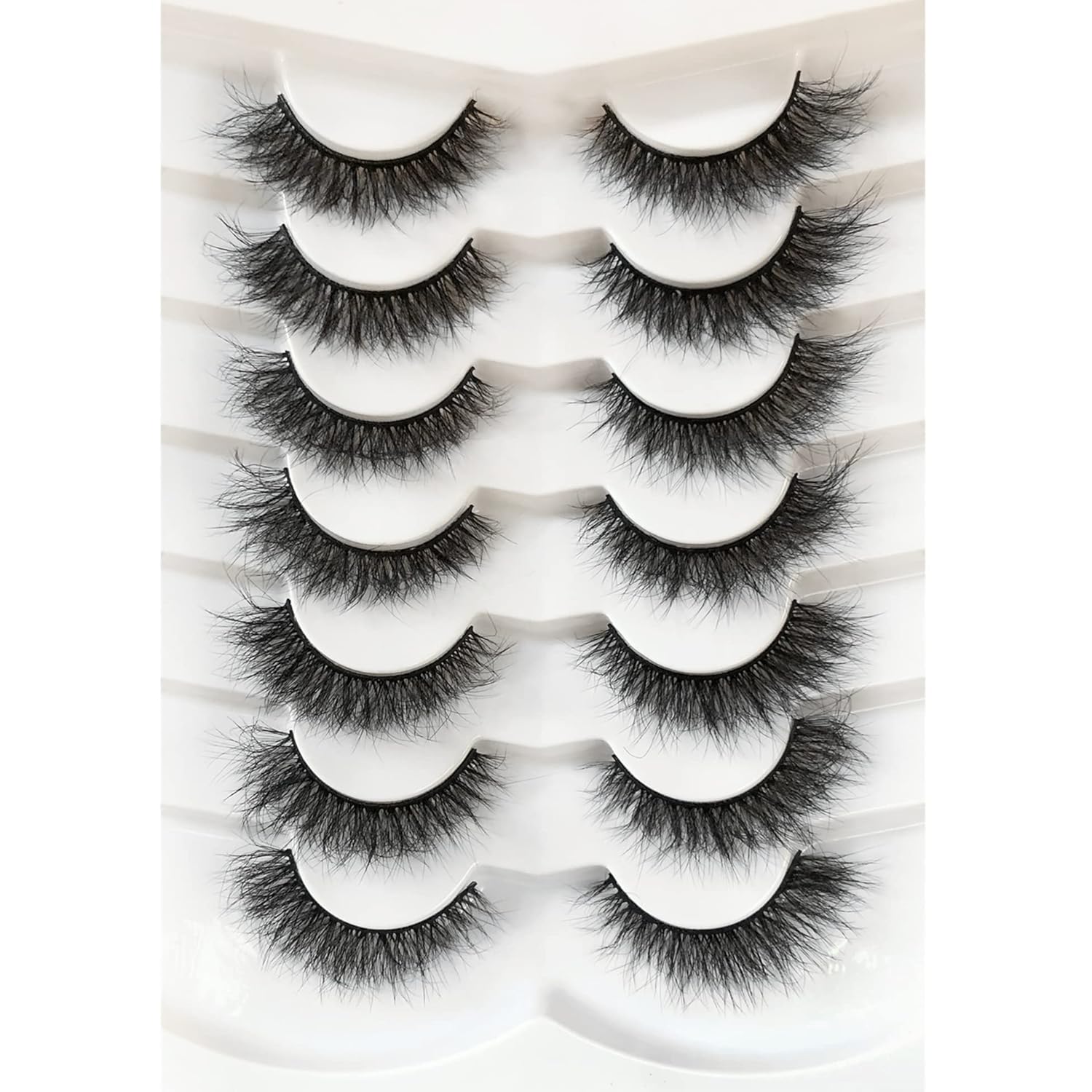 Pooplunch False Eyelashes Cat Eye Look Natural Short Lashes Wispy Clear Band Extension Volume Fake Eyelashes Faux Mink Strip Lashes 7 Pairs Pack