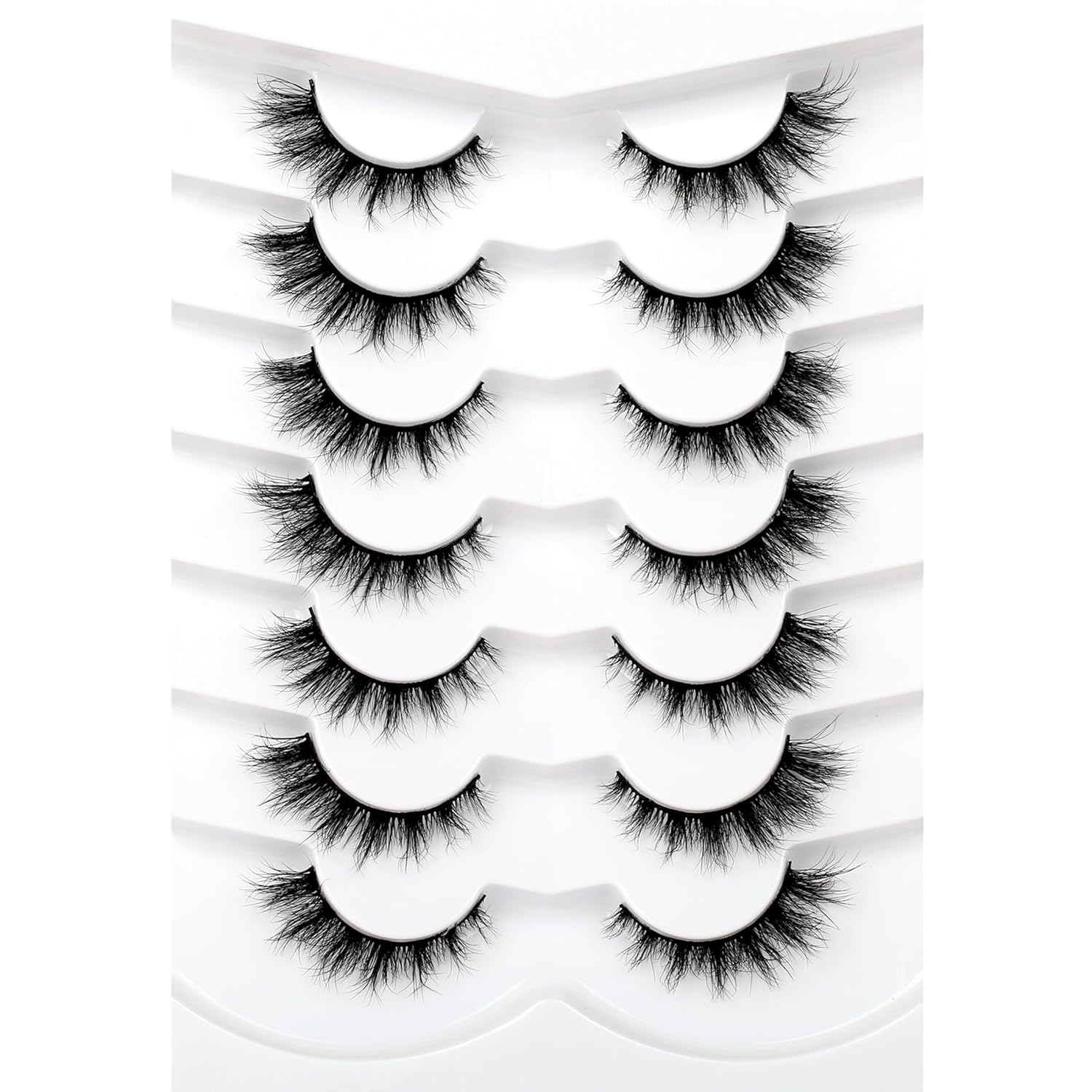 Pooplunch False Eyelashes Cat Eye Look Natural Short Lashes Wispy Clear Band Extension Volume Fake Eyelashes Faux Mink Strip Lashes 7 Pairs Pack