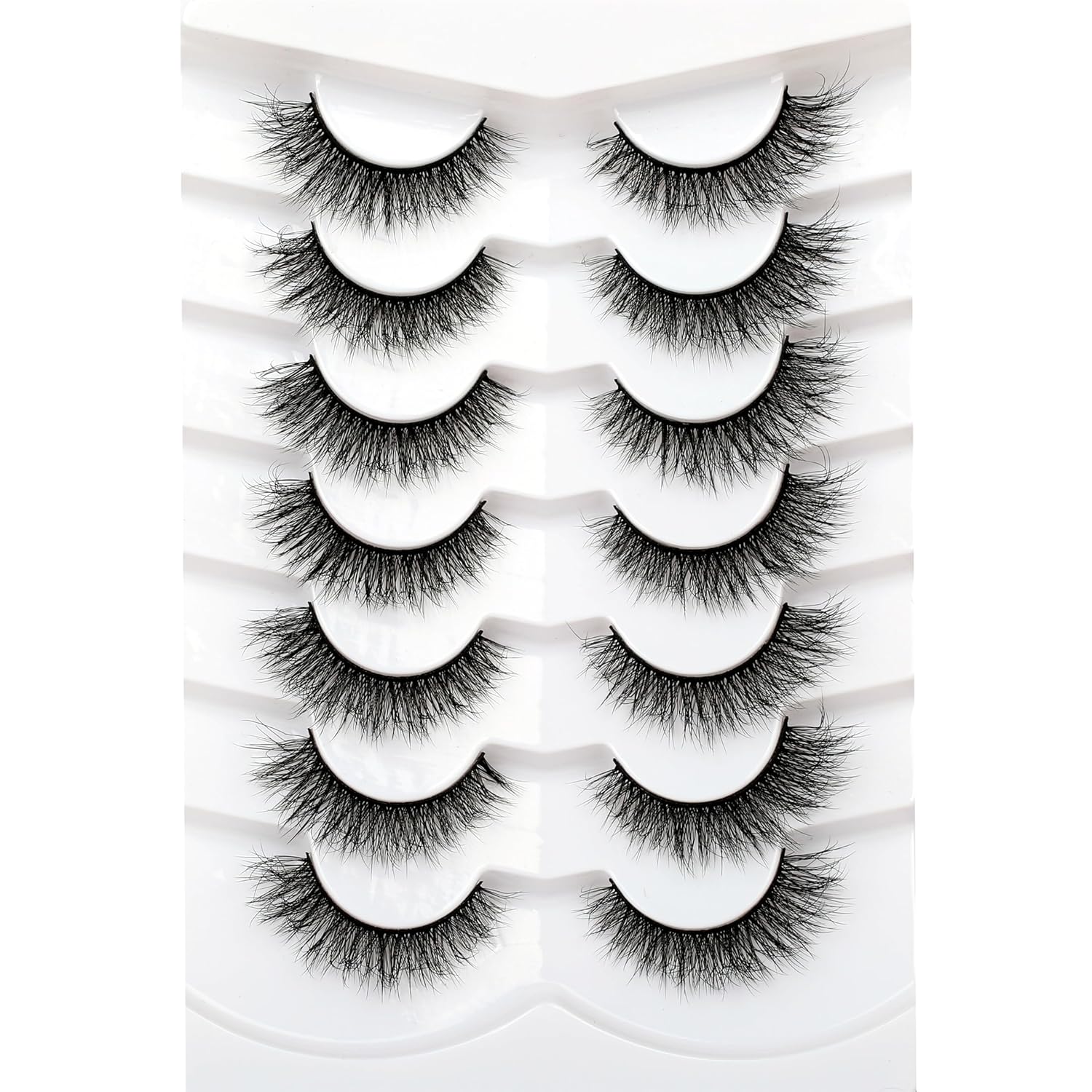 Pooplunch False Eyelashes Cat Eye Look Natural Short Lashes Wispy Clear Band Extension Volume Fake Eyelashes Faux Mink Strip Lashes 7 Pairs Pack
