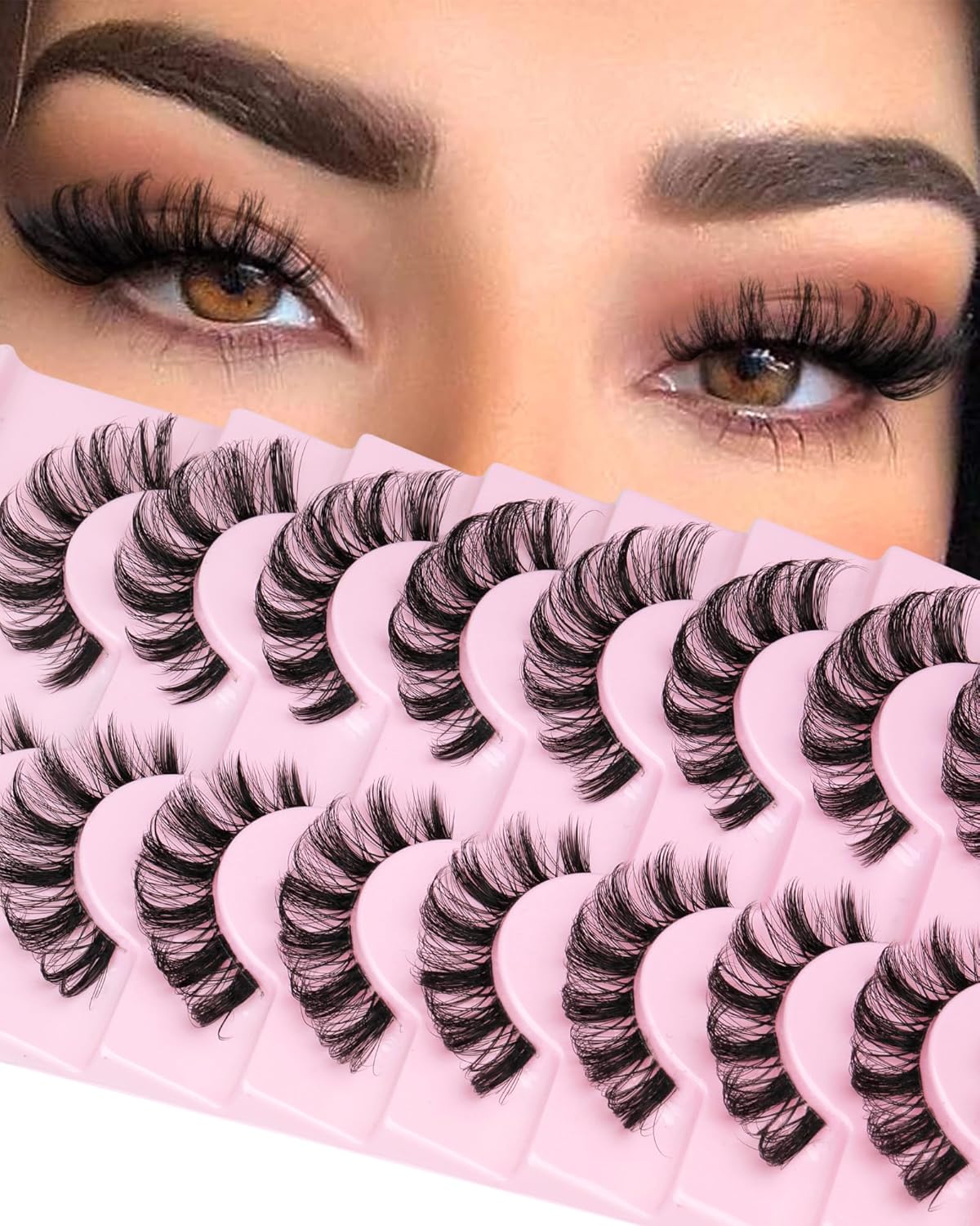 Mink Lashes Full Volume False Eyelashes 18mm Dramatic Faux Mink Eyelashes Natural Look Cat Eye Volume Eye Lashes Multipack by Focipeysa