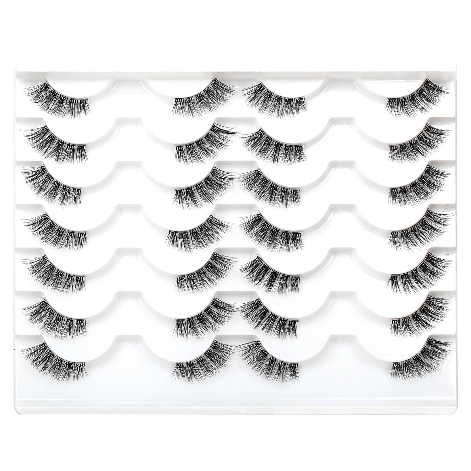 Pooplunch False Eyelashes Cat Eye Look Natural Short Lashes Wispy Clear Band Extension Volume Fake Eyelashes Faux Mink Strip Lashes 7 Pairs Pack