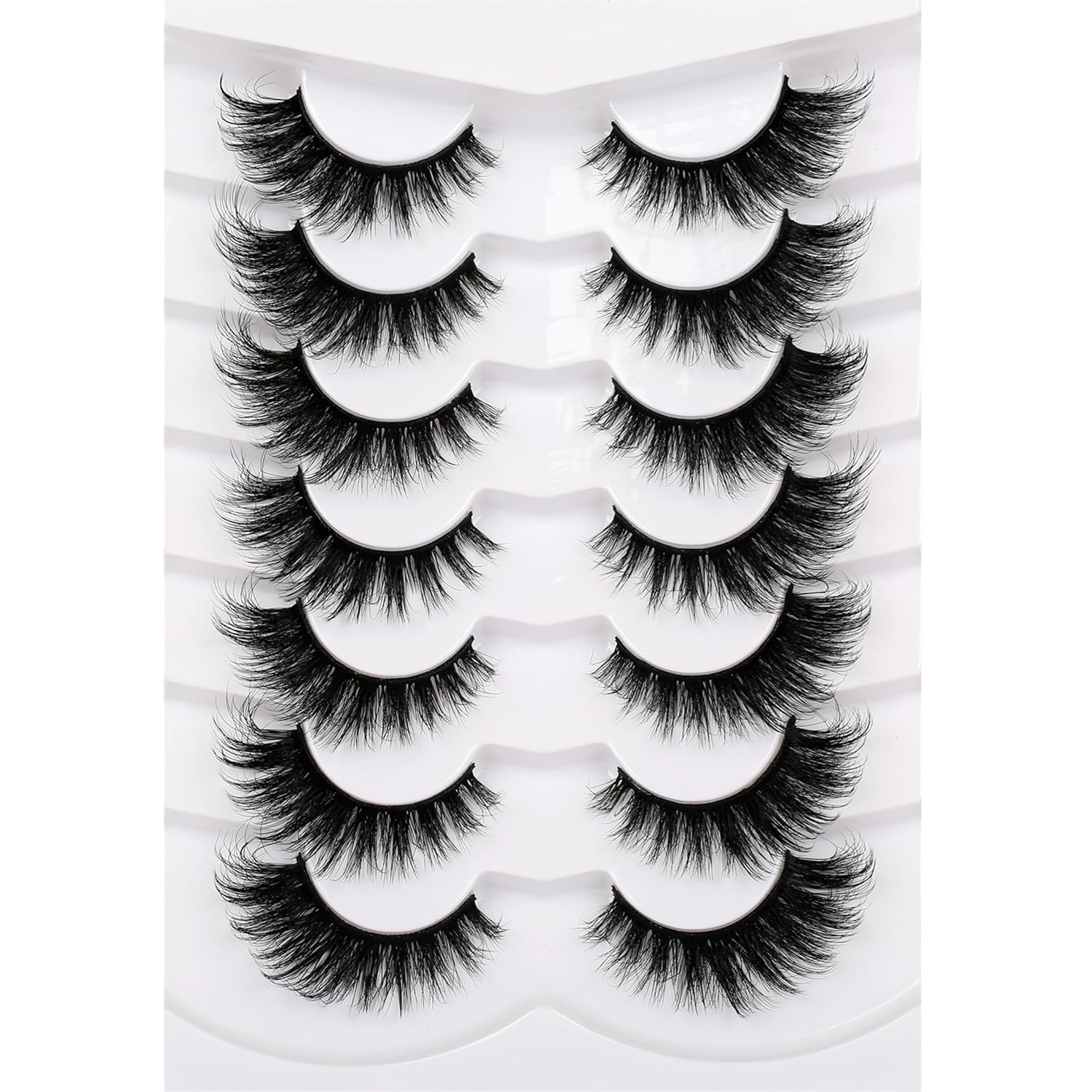 Pooplunch False Eyelashes Cat Eye Look Natural Short Lashes Wispy Clear Band Extension Volume Fake Eyelashes Faux Mink Strip Lashes 7 Pairs Pack