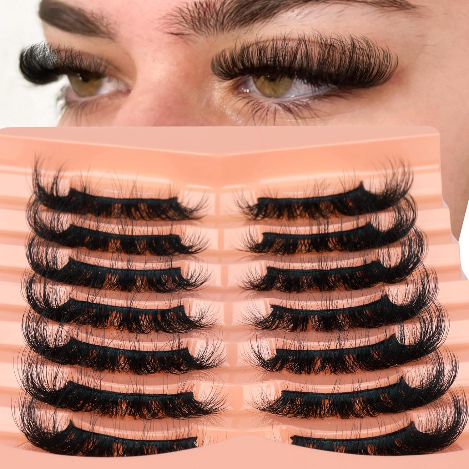 Mink Lashes Full Volume False Eyelashes 18mm Dramatic Faux Mink Eyelashes Natural Look Cat Eye Volume Eye Lashes Multipack by Focipeysa