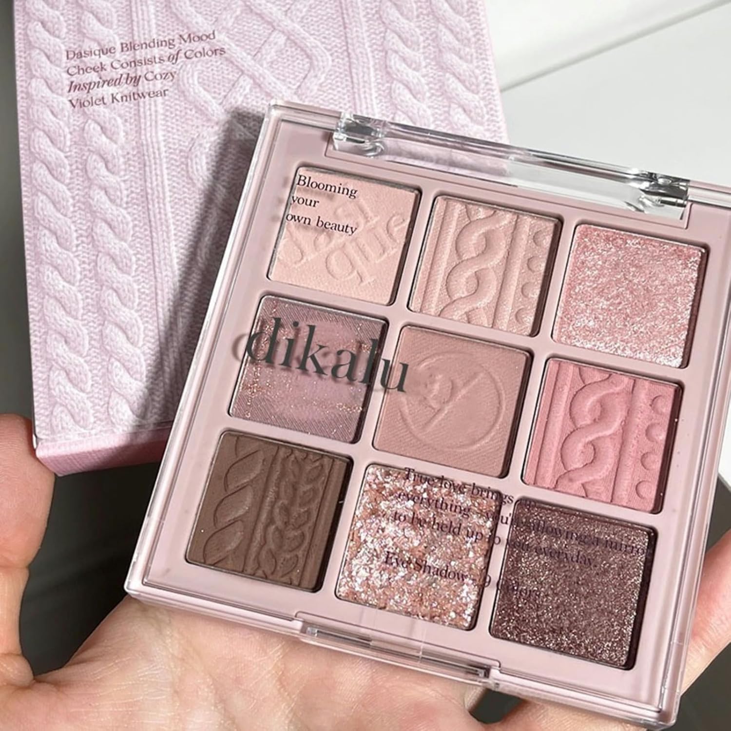 9 Colors Milk Tea Glitter Eyeshadow Palette, Matte Nude Neutral Brown Blendable Shades, Bronzer Champange Gorgeous Pearls Powder Eyeshadow, Sparkling Shimmer Daily Bright Diamond Makeup #01
