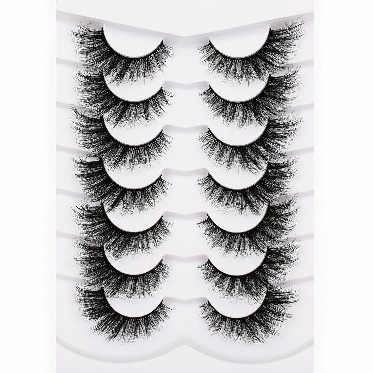 Pooplunch False Eyelashes Cat Eye Look Natural Short Lashes Wispy Clear Band Extension Volume Fake Eyelashes Faux Mink Strip Lashes 7 Pairs Pack