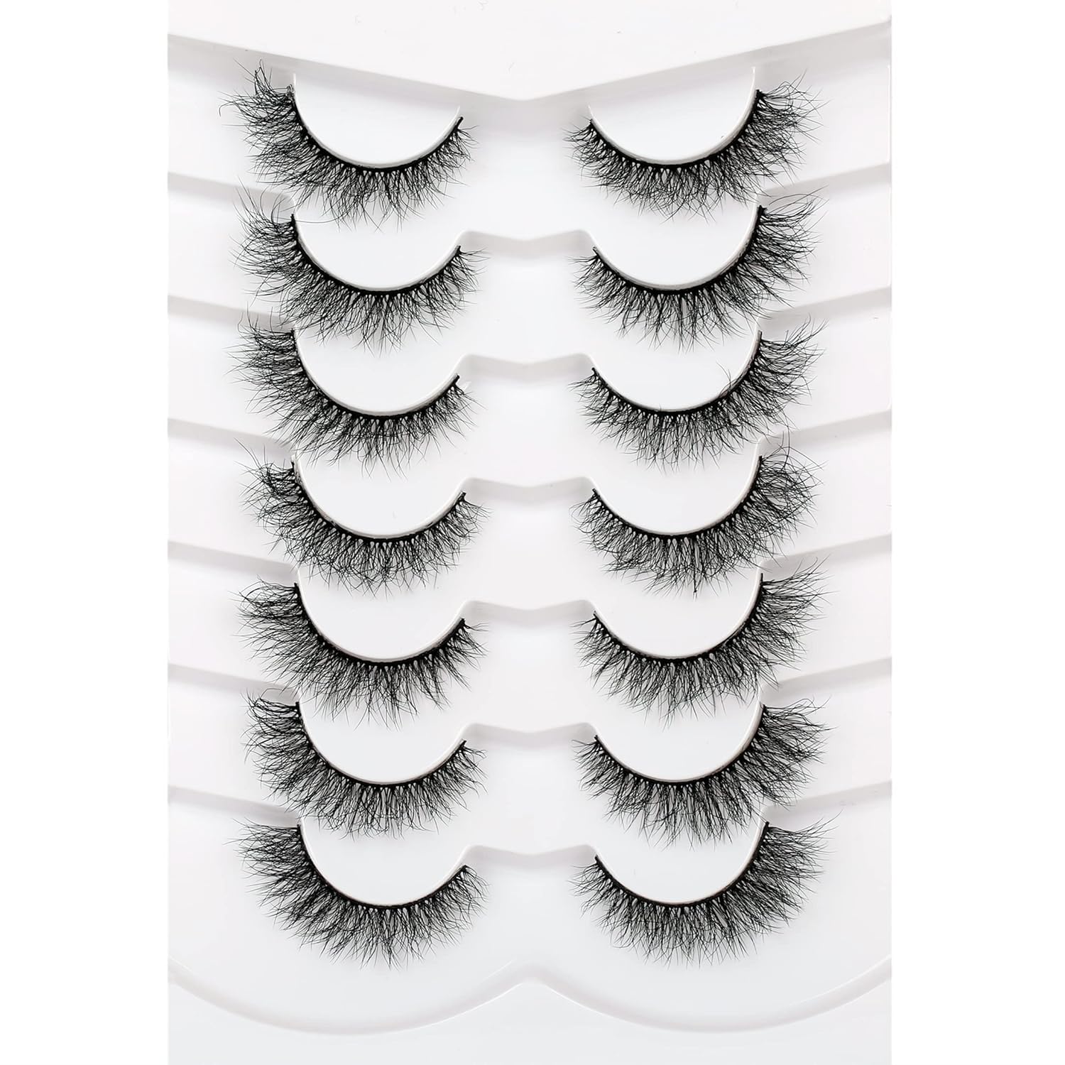 Pooplunch False Eyelashes Cat Eye Look Natural Short Lashes Wispy Clear Band Extension Volume Fake Eyelashes Faux Mink Strip Lashes 7 Pairs Pack