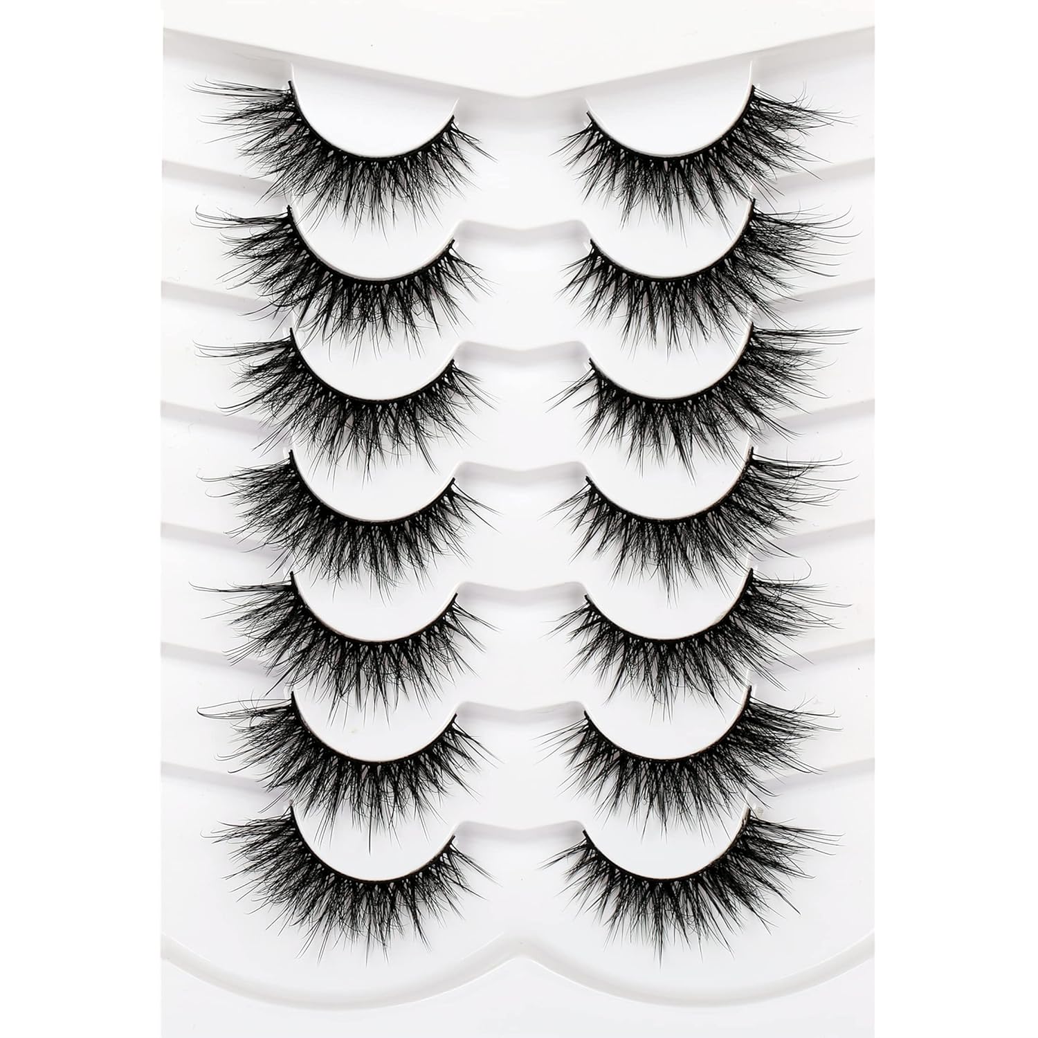 Pooplunch False Eyelashes Cat Eye Look Natural Short Lashes Wispy Clear Band Extension Volume Fake Eyelashes Faux Mink Strip Lashes 7 Pairs Pack