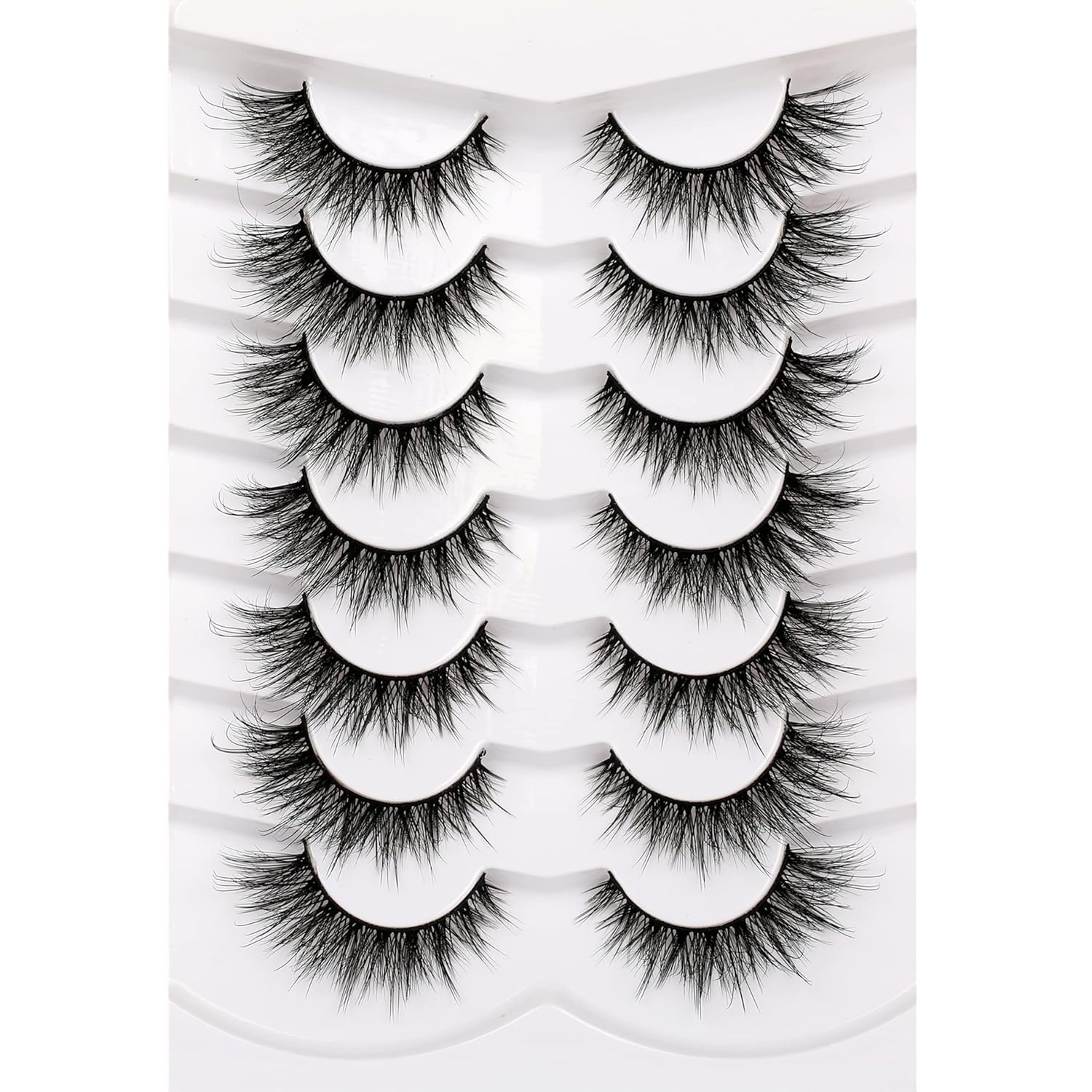 Pooplunch False Eyelashes Cat Eye Look Natural Short Lashes Wispy Clear Band Extension Volume Fake Eyelashes Faux Mink Strip Lashes 7 Pairs Pack