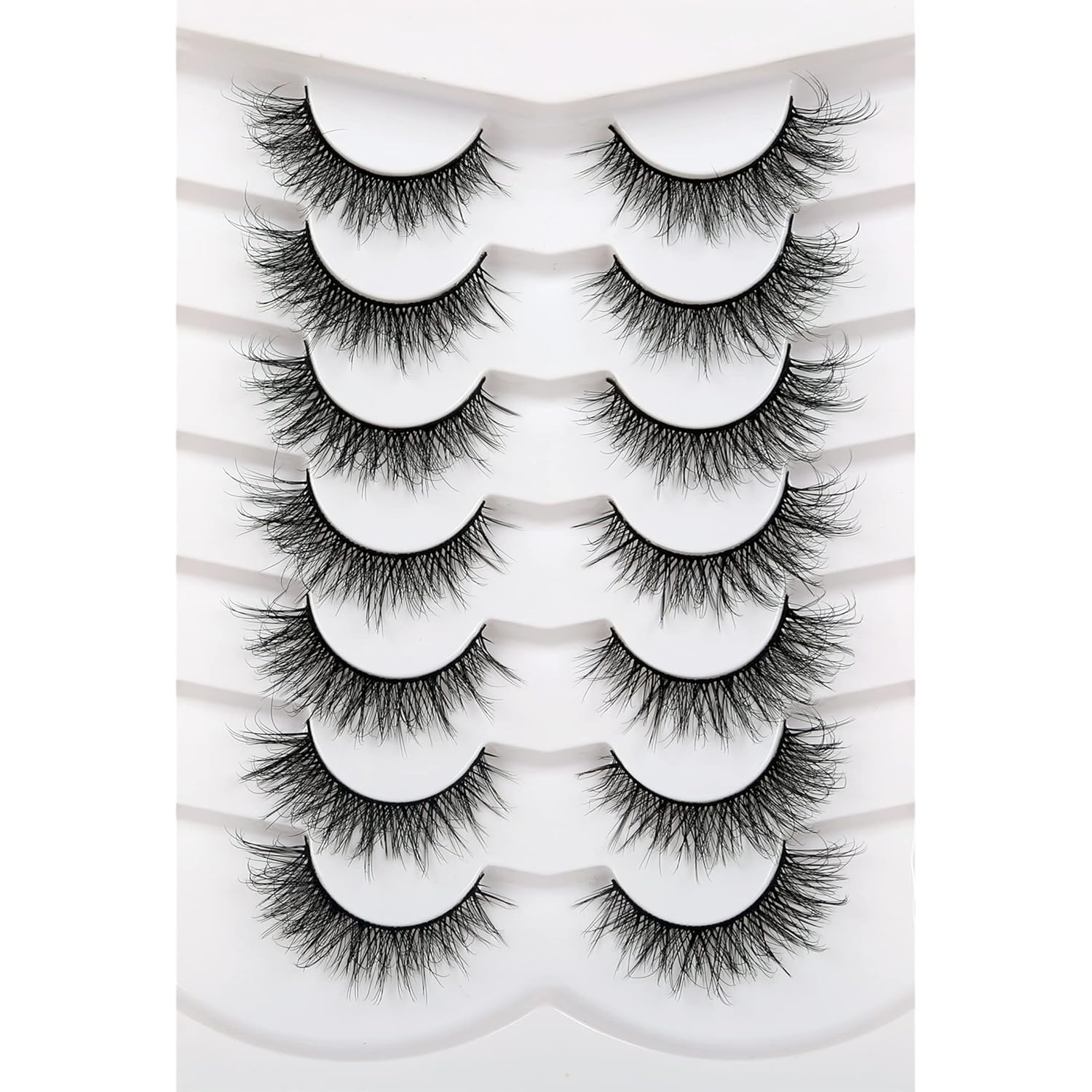 Pooplunch False Eyelashes Cat Eye Look Natural Short Lashes Wispy Clear Band Extension Volume Fake Eyelashes Faux Mink Strip Lashes 7 Pairs Pack