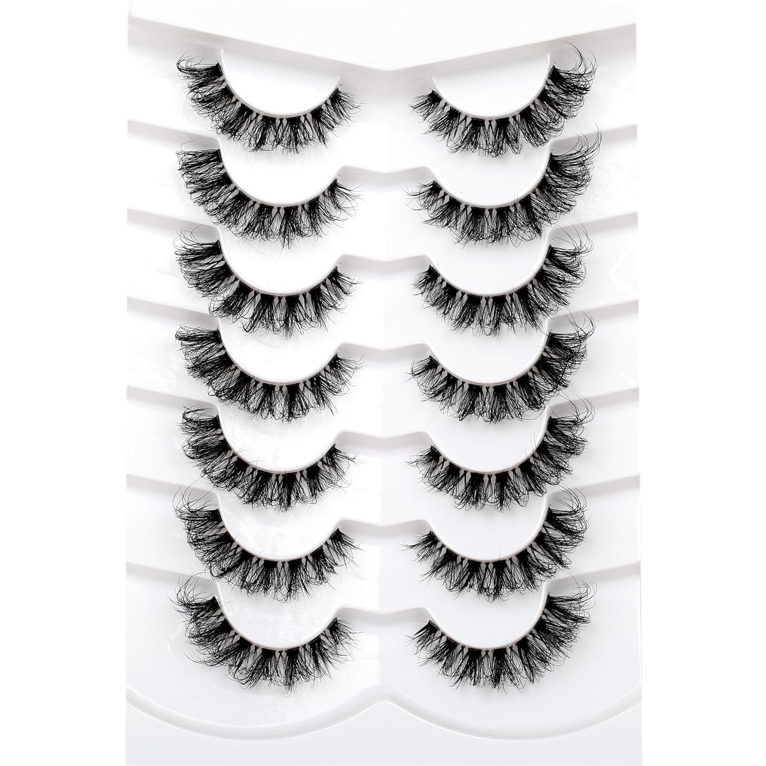 Pooplunch False Eyelashes Cat Eye Look Natural Short Lashes Wispy Clear Band Extension Volume Fake Eyelashes Faux Mink Strip Lashes 7 Pairs Pack