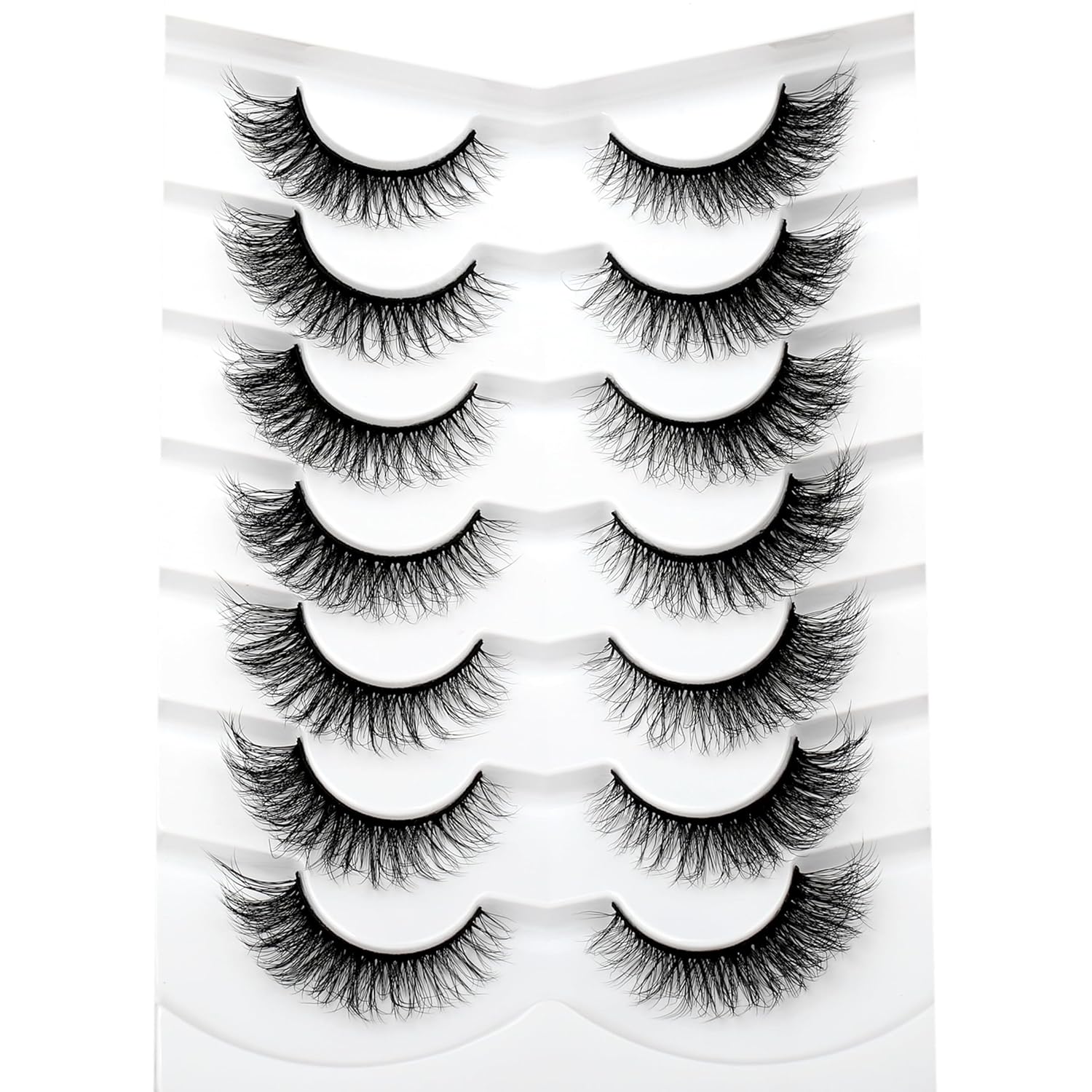 Pooplunch False Eyelashes Cat Eye Look Natural Short Lashes Wispy Clear Band Extension Volume Fake Eyelashes Faux Mink Strip Lashes 7 Pairs Pack