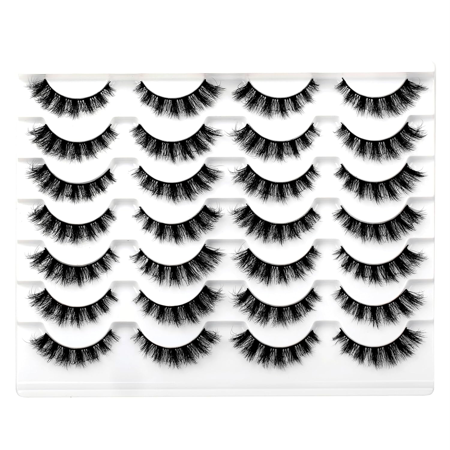 Pooplunch False Eyelashes Cat Eye Look Natural Short Lashes Wispy Clear Band Extension Volume Fake Eyelashes Faux Mink Strip Lashes 7 Pairs Pack