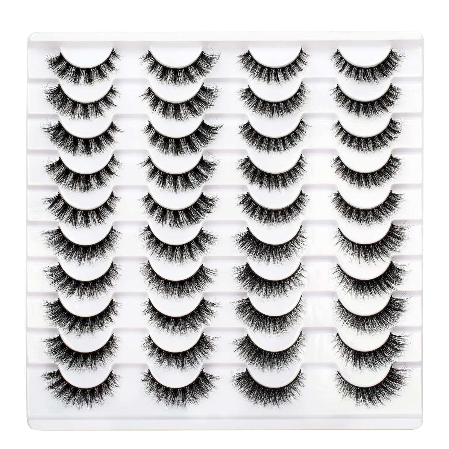Pooplunch False Eyelashes Cat Eye Look Natural Short Lashes Wispy Clear Band Extension Volume Fake Eyelashes Faux Mink Strip Lashes 7 Pairs Pack