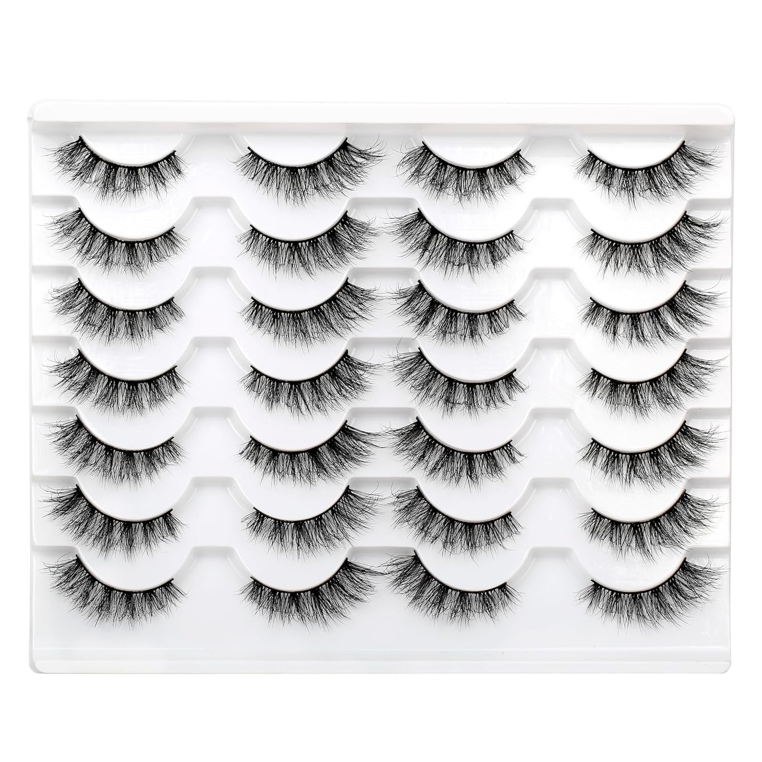 Pooplunch False Eyelashes Cat Eye Look Natural Short Lashes Wispy Clear Band Extension Volume Fake Eyelashes Faux Mink Strip Lashes 7 Pairs Pack