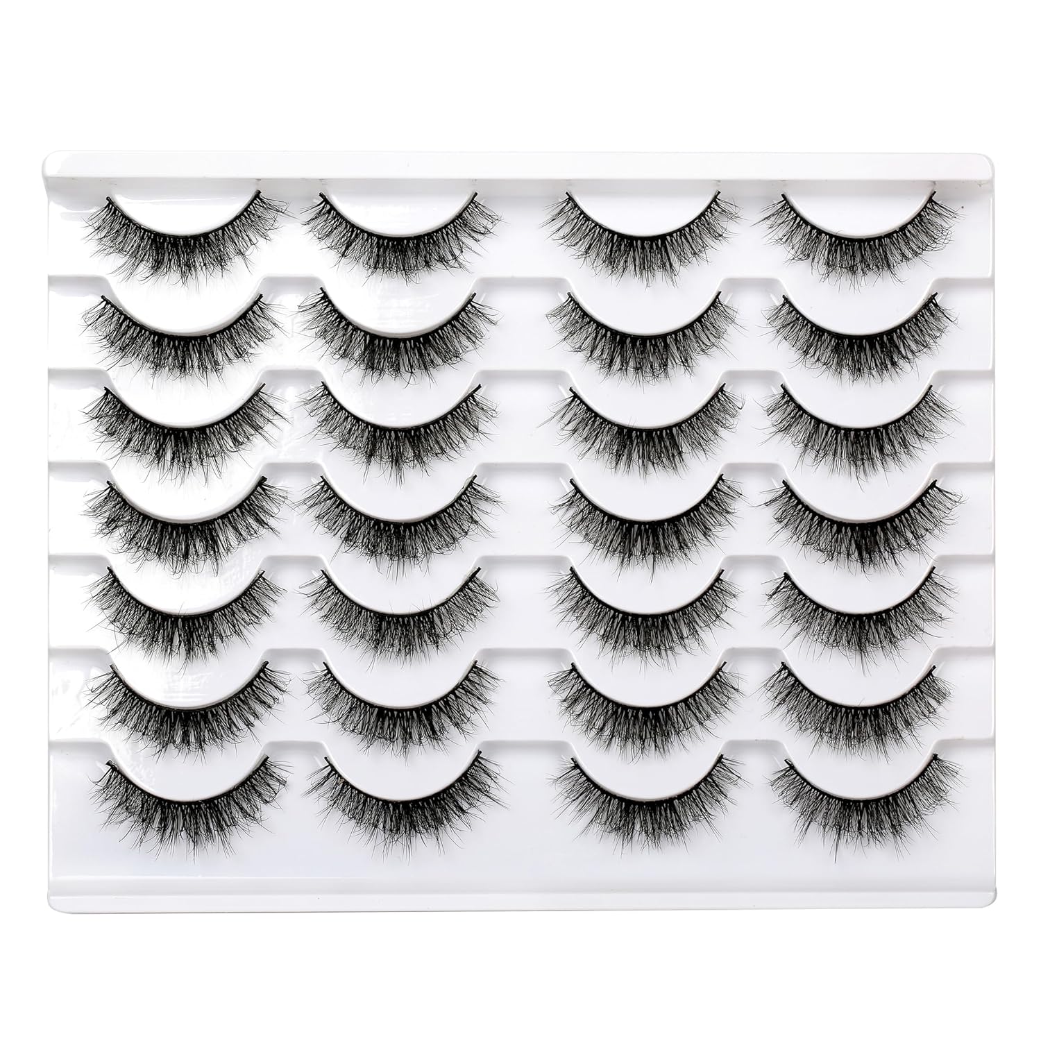 Pooplunch False Eyelashes Cat Eye Look Natural Short Lashes Wispy Clear Band Extension Volume Fake Eyelashes Faux Mink Strip Lashes 7 Pairs Pack
