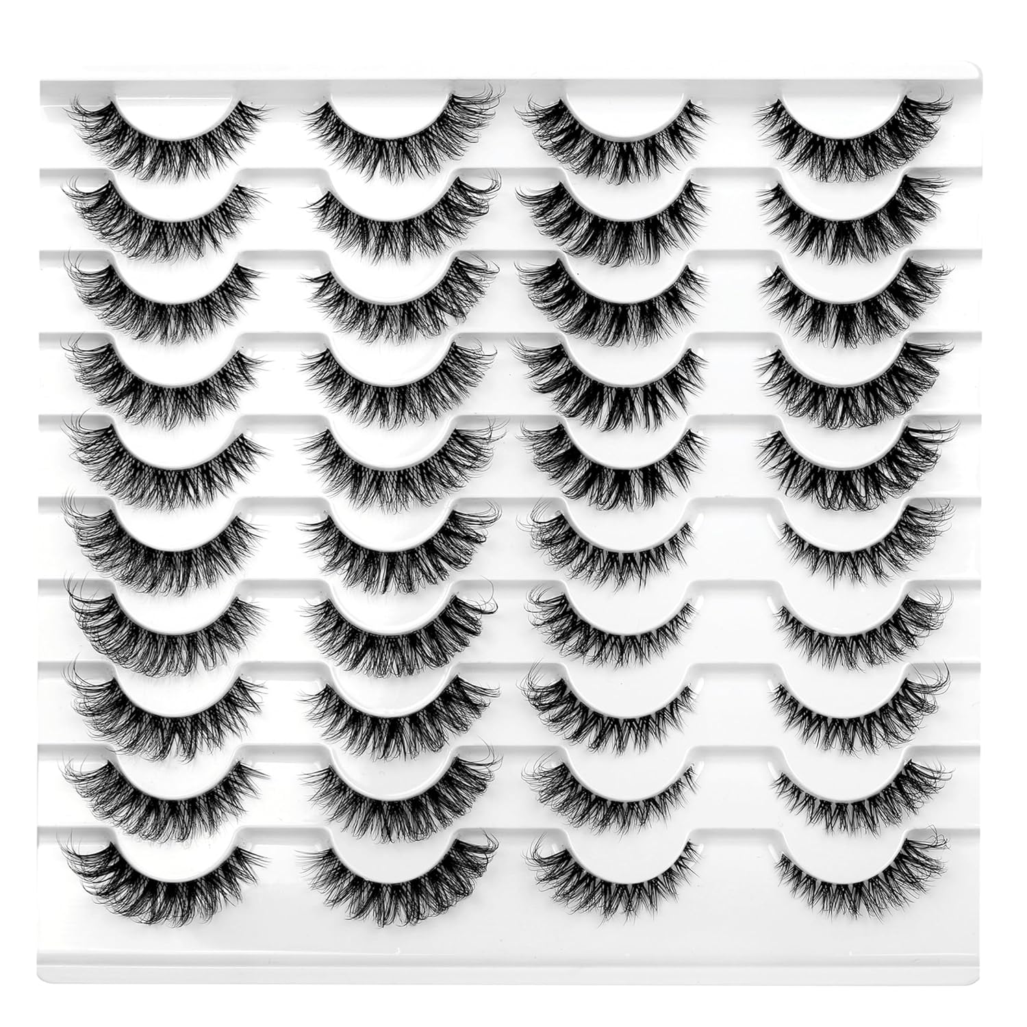 Pooplunch False Eyelashes Cat Eye Look Natural Short Lashes Wispy Clear Band Extension Volume Fake Eyelashes Faux Mink Strip Lashes 7 Pairs Pack