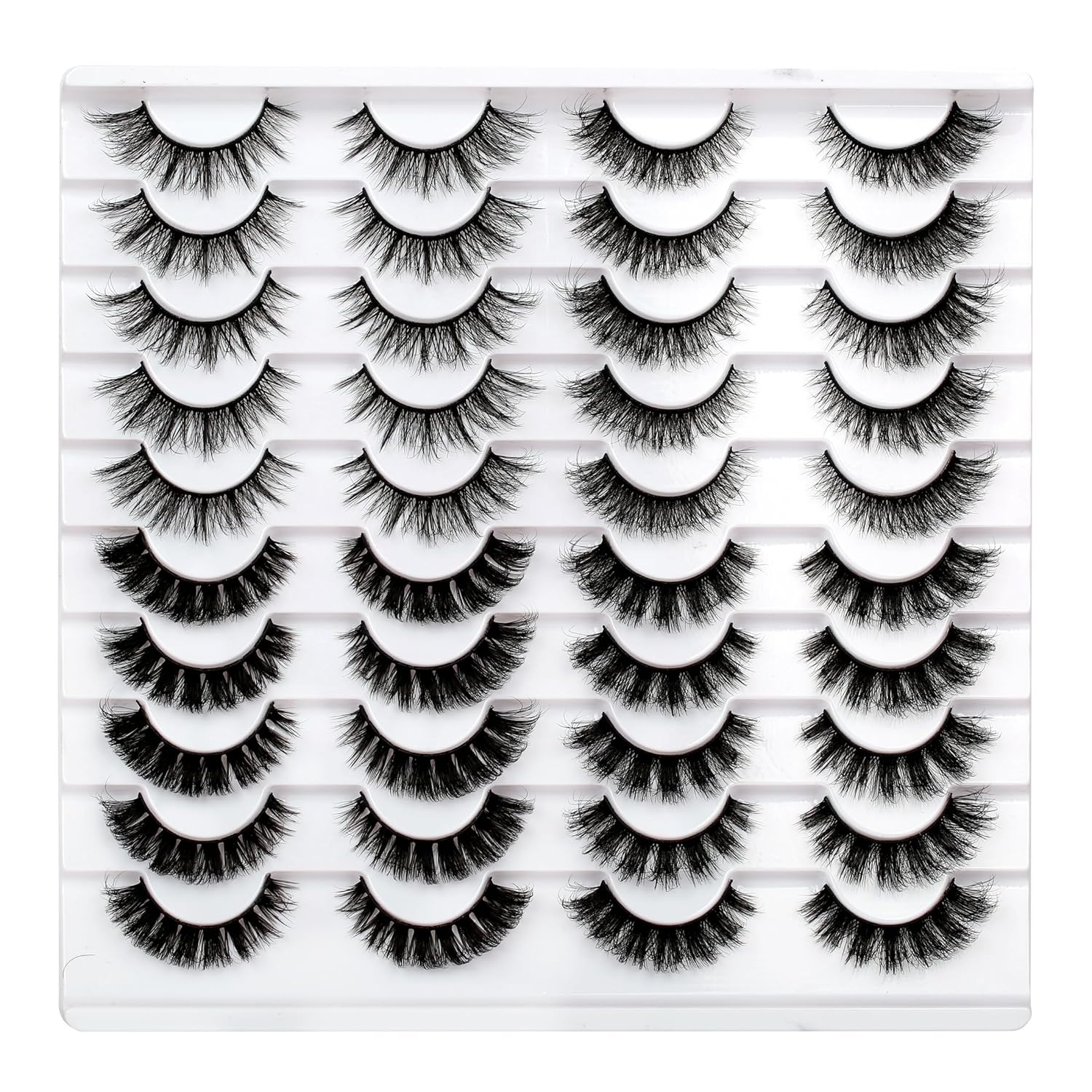 Pooplunch False Eyelashes Cat Eye Look Natural Short Lashes Wispy Clear Band Extension Volume Fake Eyelashes Faux Mink Strip Lashes 7 Pairs Pack