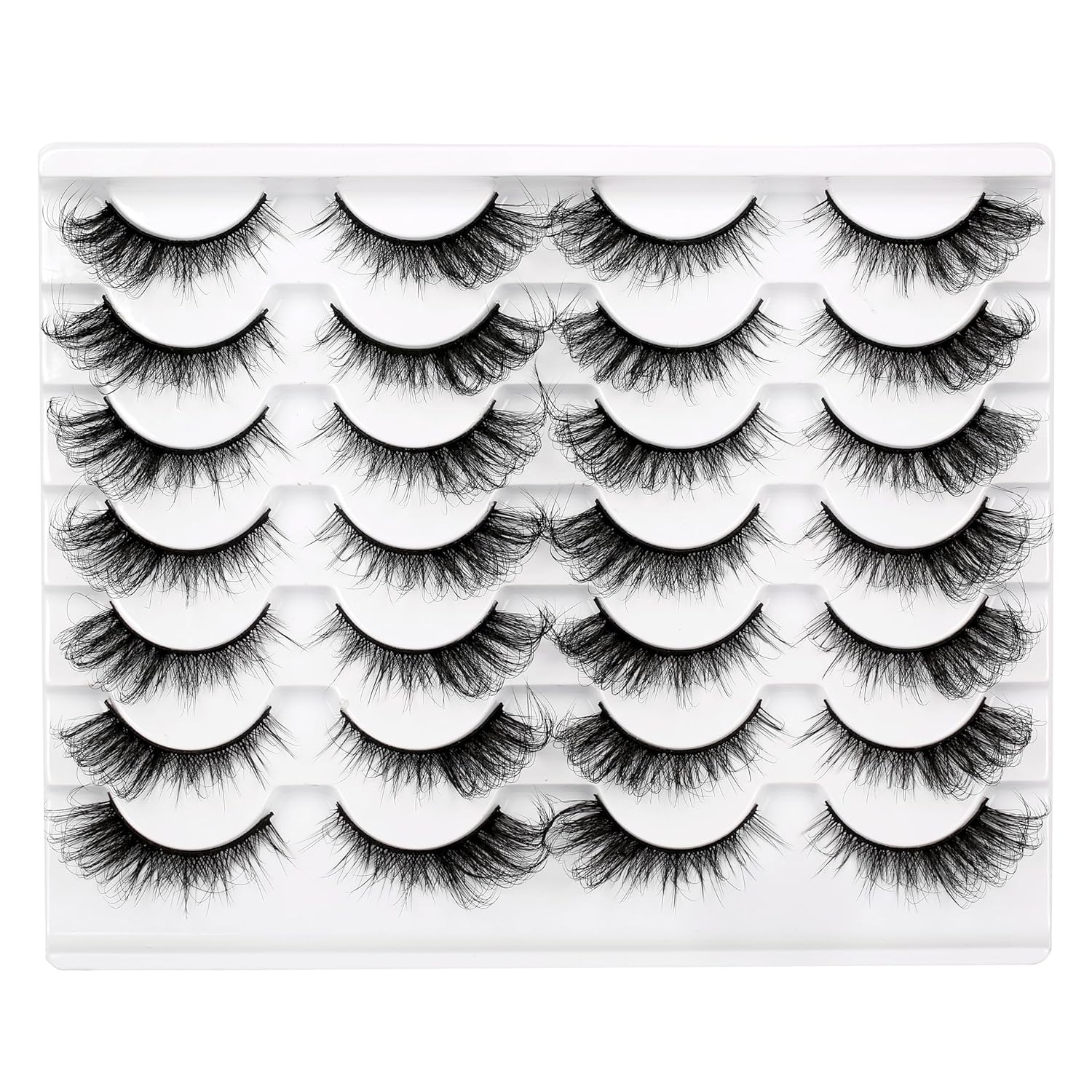 Pooplunch False Eyelashes Cat Eye Look Natural Short Lashes Wispy Clear Band Extension Volume Fake Eyelashes Faux Mink Strip Lashes 7 Pairs Pack